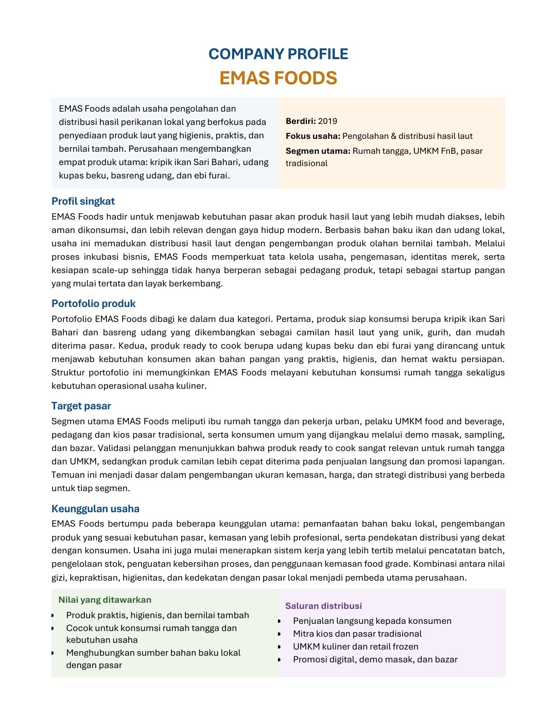 Profil visual EMAS Foods